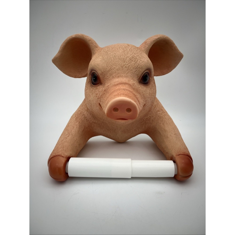 Bathroom Toilet Roll Paper Holder Cute Pig Holding Case Resin Wall Mounted
